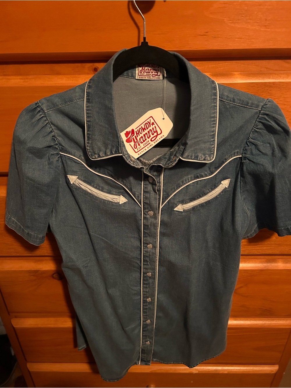 Women’s Howdy Hanny Blue Denim Western Shirt Small